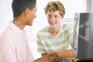 Teenage Boys Using Desktop Computer