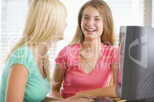 Teenage Girls Using Desktop Computer