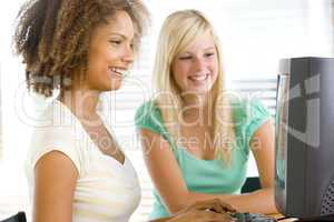 Teenage Girls Using Desktop Computer