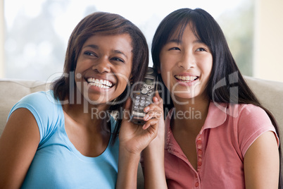 Teenage Girls Talking On Telephone