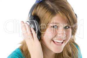 Teenage Girl Listening To Music