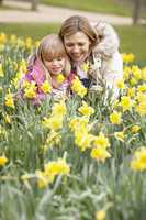 Mother And Daughter In Daffodils