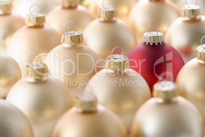 Selection of red and gold christmas decorations
