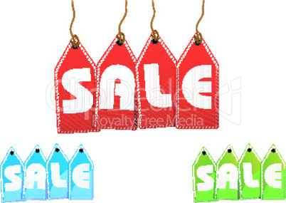 set of colorful sale tags