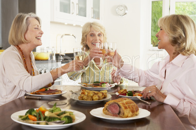 Friends Enjoying Lunch At Home Together