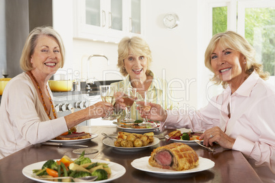 Friends Enjoying Lunch At Home Together