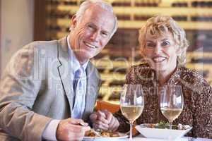 Senior Couple Having Dinner Together At A Restaurant