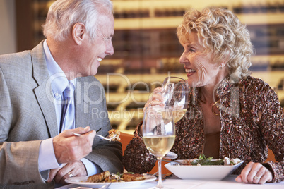 Senior Couple Having Dinner Together At A Restaurant