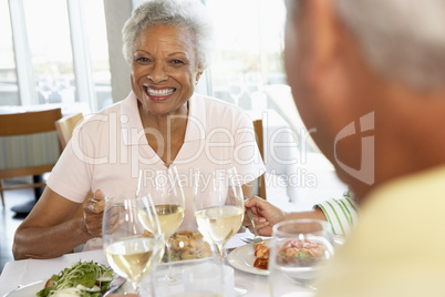 Friends Having Lunch Together At A Restaurant