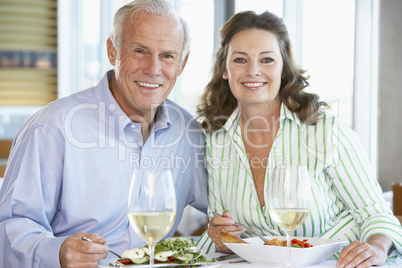 Senior Couple Having Lunch Together At A Restaurant