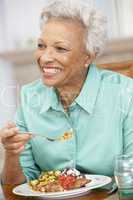 Woman Enjoying A Meal At Home