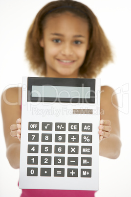 Young Girl Holding Calculator