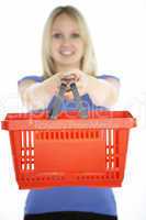 Woman Holding Shopping Basket