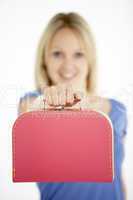 Woman Holding Suitcase