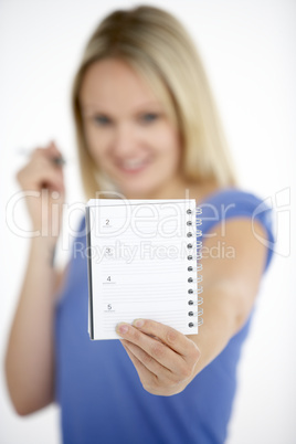 Woman Holding Diary