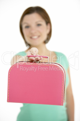 Woman Holding Suitcase