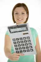 Woman Holding Calculator