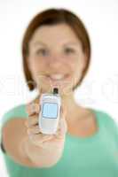Woman Holding Model Mobile Phone