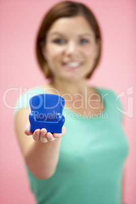 Woman Holding Small Armchair