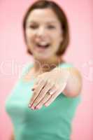 Woman Holding Engagement Ring