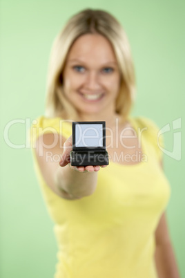 Woman Holding Model Computer Woman Holding Model Computer