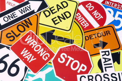Group Of Road Signs