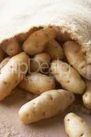Fresh Potatoes In Hessian Sack