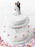 Wedding Cake With Bride And Groom Figurines