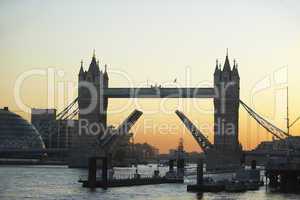 Tower Bridge At Sunset, London, England