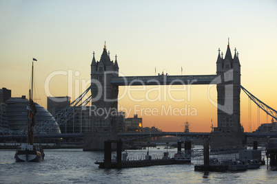 Tower Bridge At Sunset, London, England