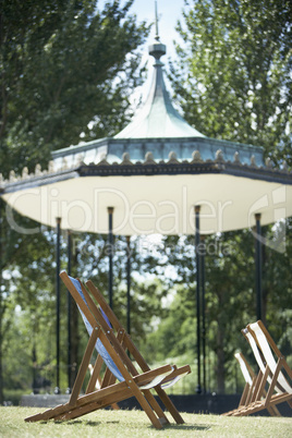 Gazebo And Deck Chairs In Hyde Park, London, England