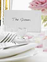 Place Settings For Bride And Groom At Reception