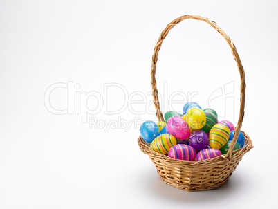 Basket Of Colorful Easter Eggs