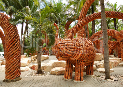 PATTAYA, THAILAND - SEPTEMBER 7: The elephant sculpture made fro