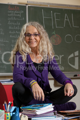 Teacher on her desk Teacher on her desk