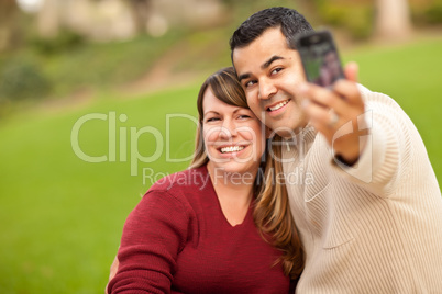 Attractive Mixed Race Couple Taking Self Portraits