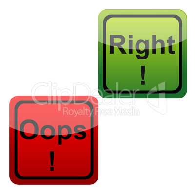 set of oops and right icons