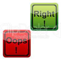 set of oops and right icons