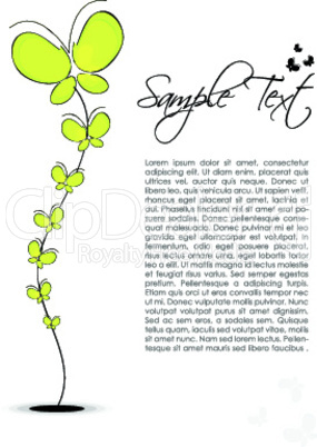 floral text template with plant of butterfly