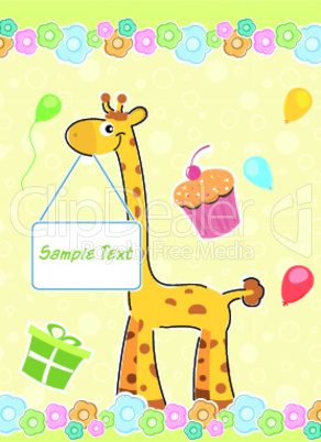 birthday card with giraffe