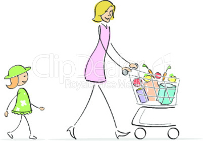 mother and daughter shopping
