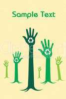 growing hand with recycle symbol