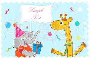 elephant wishing giraffe happy birthday