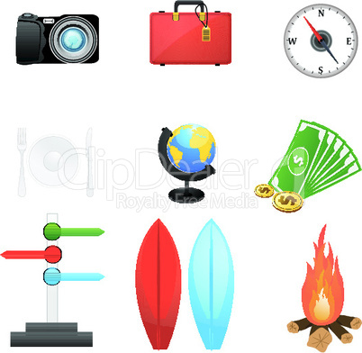 set of travel icons