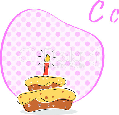 cake with alphabet c /Birthday card