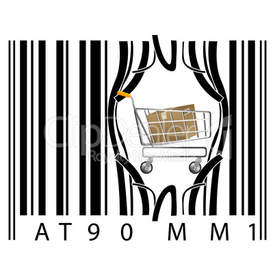shopping cart coming out of barcode