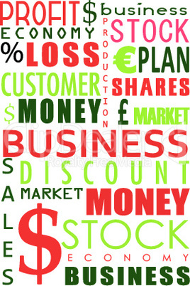 business word collage on white background