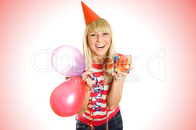 Beautiful young woman celebrating her birthday