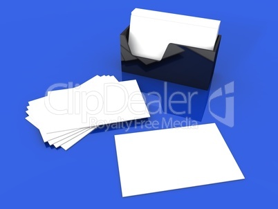 Blanko Visitenkarten Weiß auf Blau