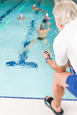 Pool coach - swimmer training competition